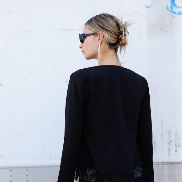 Black Lace Inset Jacket - Picture 3 of 5
